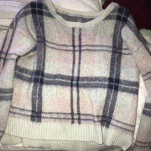 Aerie fuzzy plaid sweater